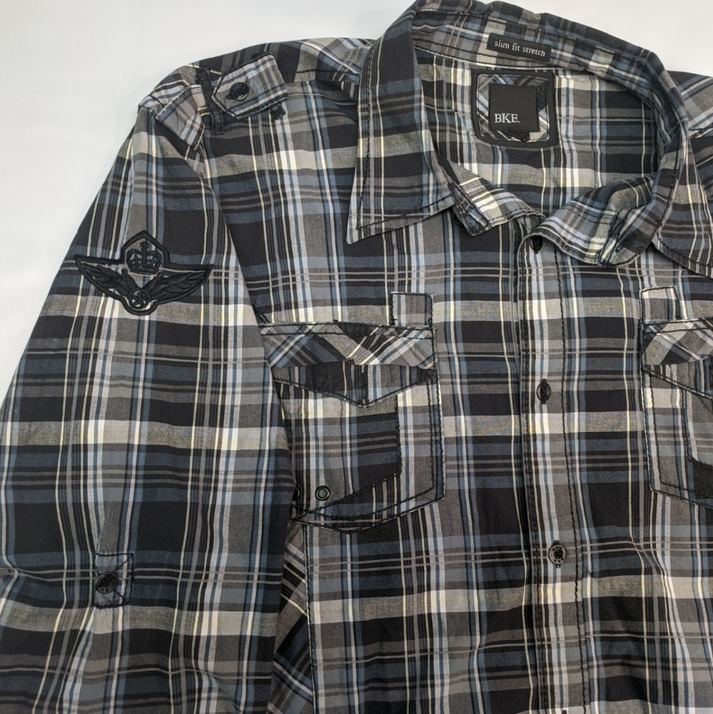 Plaid BKE button up shirt XXL Slim Fit Stretch